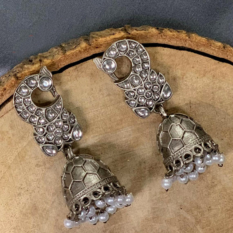 Deep Enterprises Oxidised Plated Jhumki Earrings