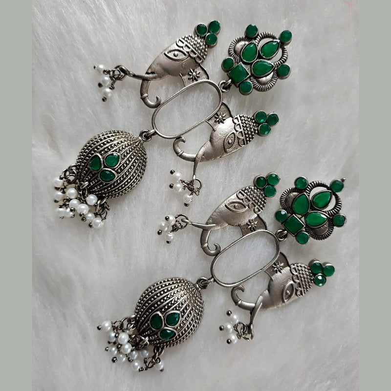 Deep Enterprises Oxidised Plated Jhumki Earrings (Assorted Color)