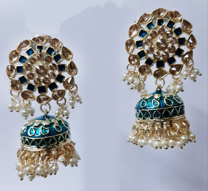 Deep Enterprises Gold Plated Meenakari Jhumki Earrings (Assorted Colors}