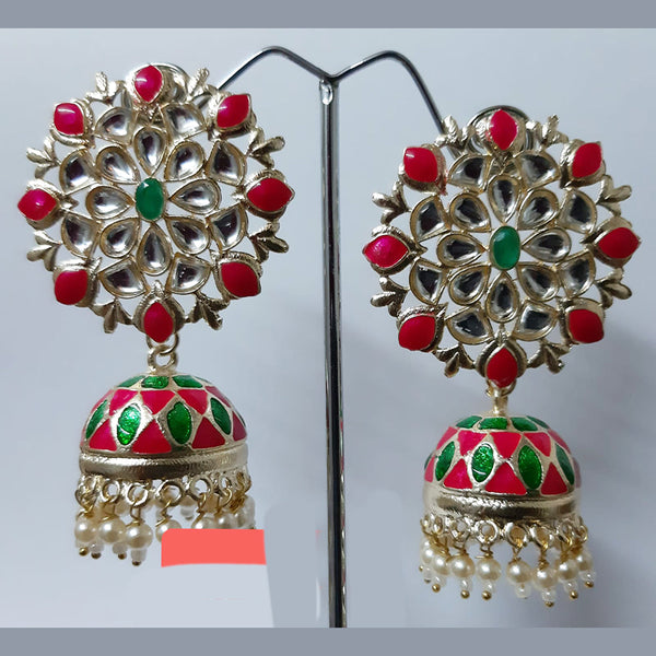 Deep Enterprises Gold Plated Meenakari Jhumki Earrings (Assorted Colors}