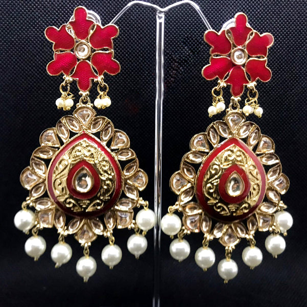 Deep Enterprises Gold Plated Dangler Earrings (Assorted Colors}
