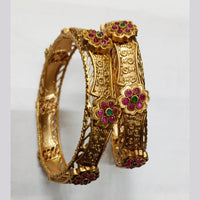 Niyansh Bangles Pota Stone Gold Plated Bangles Set - 11241007