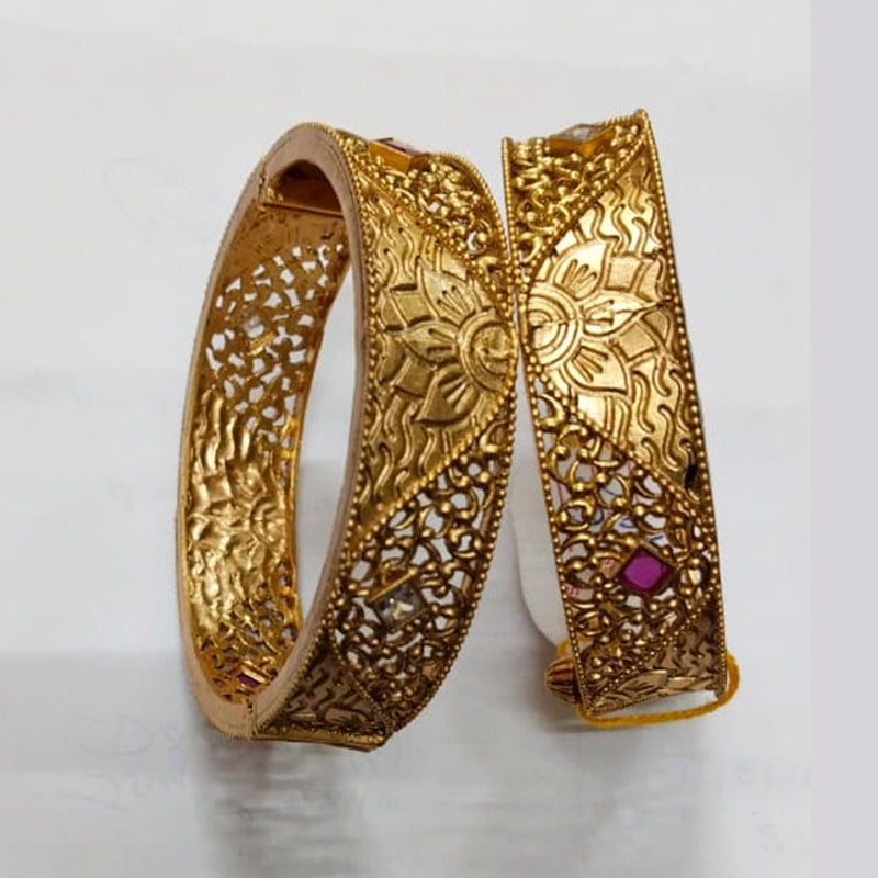 Niyansh Bangles Pota Stone Gold Plated Bangles Set - 11241008