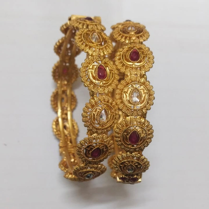 Niyansh Bangles Pota Stone Gold Plated Bangles Set