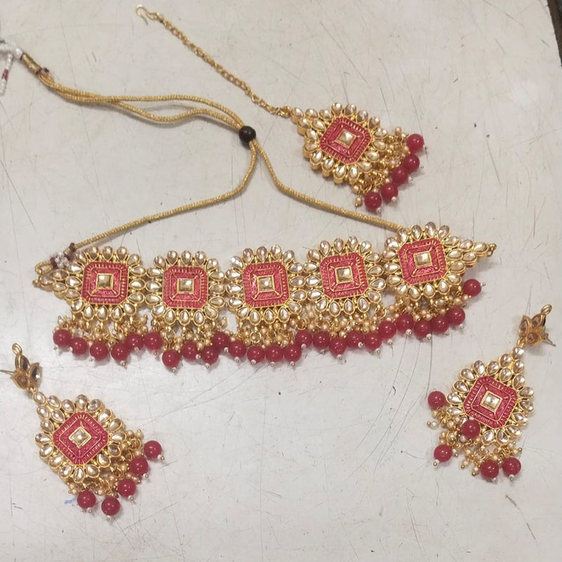 Niyansh Bangles Gold Plated Meenakari Choker Necklace Set