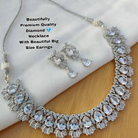 Everlasting Quality Jewels Silver Plated AD Stone Necklace Set