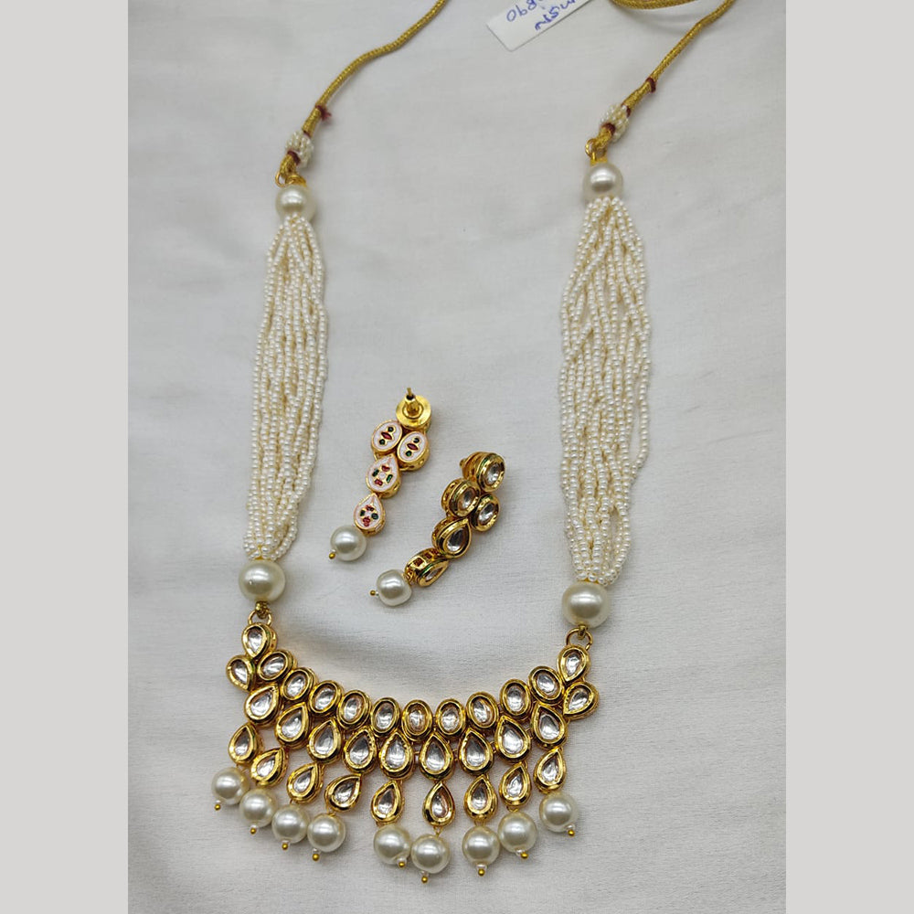 Everlasting Quality Jewels Gold Plated Kundan Stone & Beads Necklace Set