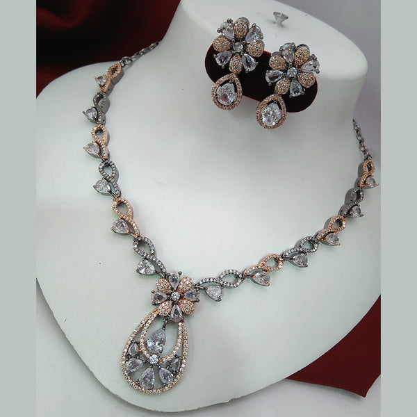 Everlasting Quality Jewels 2 Tone AD Necklace Set