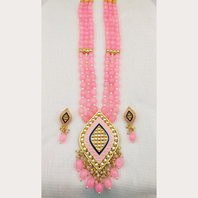 Everlasting Quality Jewels Gold Plated Kundan And Beads Long Necklace Set