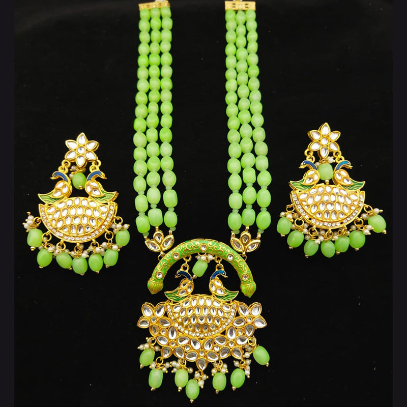 Everlasting Quality Jewels Gold Plated Kundan  Beads Long Necklace Set