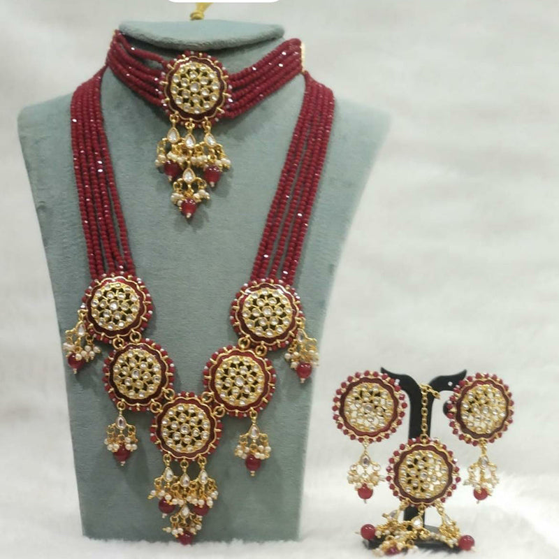 Everlasting Quality Jewels Gold Plated kundan Double Necklace Set