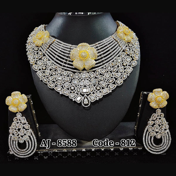 Aastha Jewels 2 Tone Plated AD Stone Necklace Set