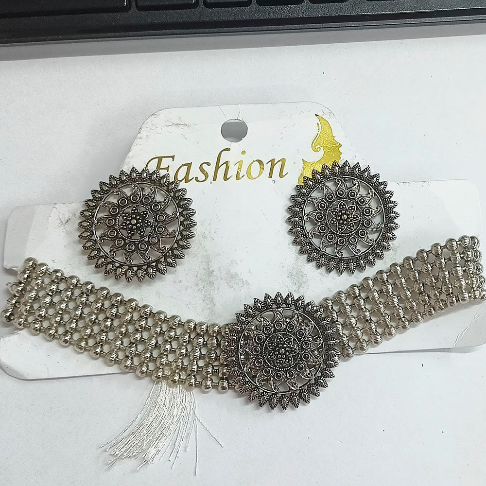 Bhavi Jewels Oxidized Plated Necklace Set