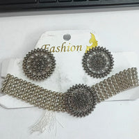 Bhavi Jewels Oxidized Plated Necklace Set