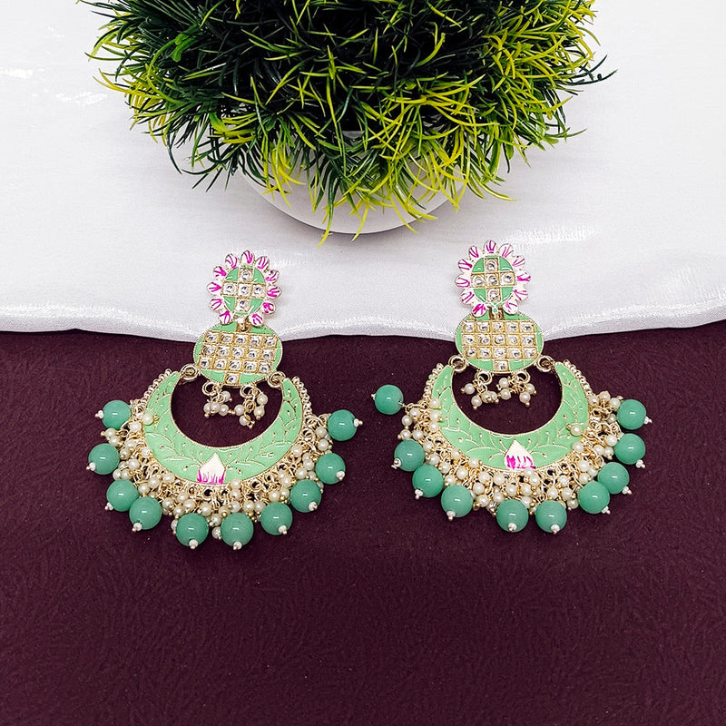 Bhavi Jewels Kundan And Meenakari Dangler Earrings