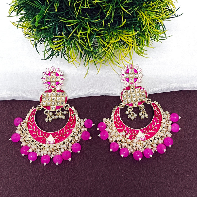 Bhavi Jewels Kundan And Meenakari Dangler Earrings