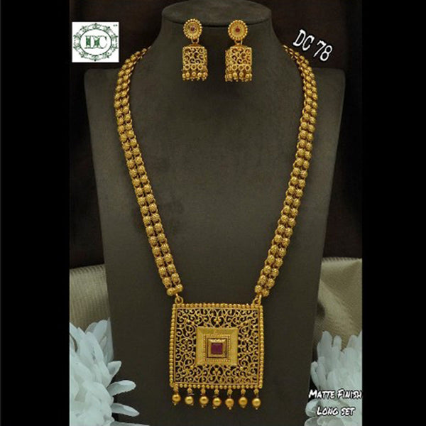 Bhavi Jewels Gold Plated Pota Stone Long Necklace Set