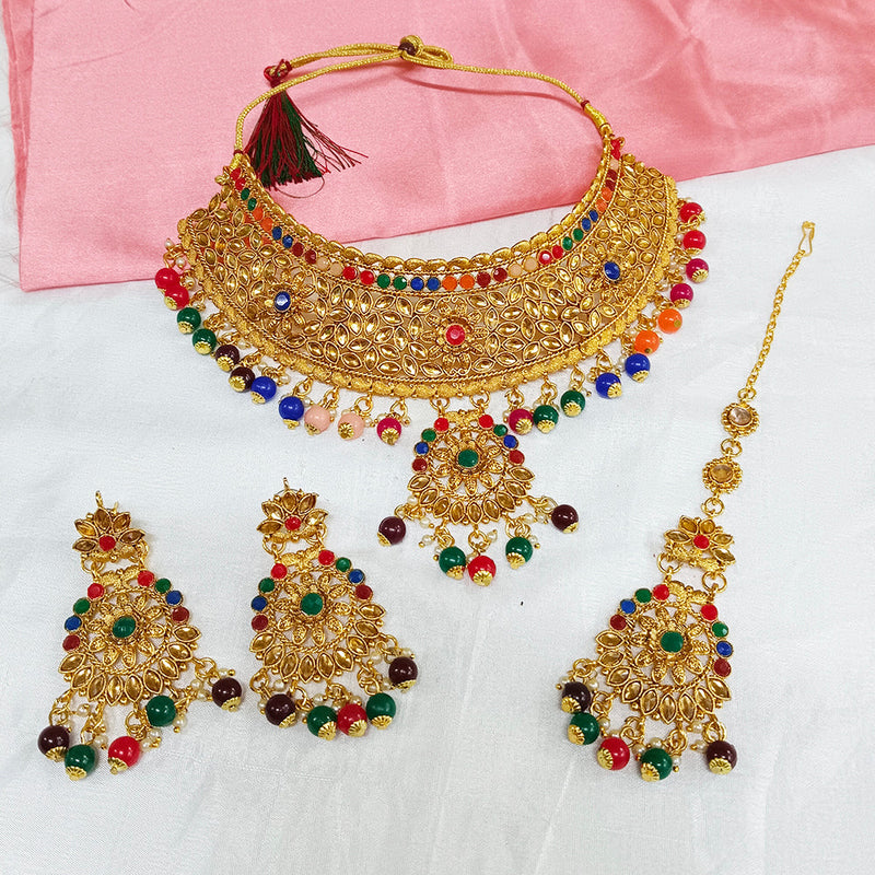 Bhavi Jewels Gold Plated Crystal Stone Choker Necklace Set