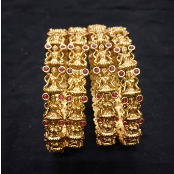 Bhavi Jewels Gold Plated Pota Stone Bangles Set