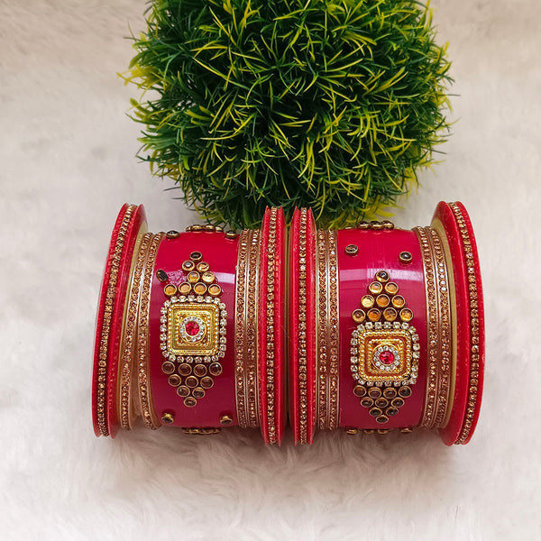 Bhavi Jewels Gold Plated Acrylic Bangles Set