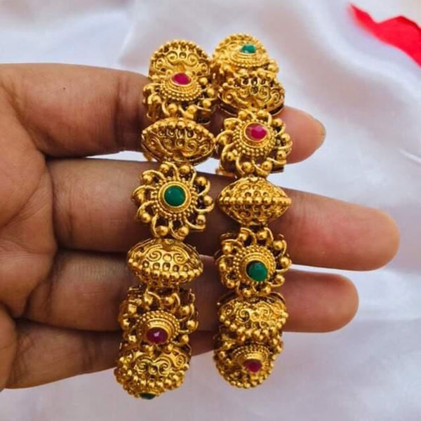 Sanshray Gold Plated Pota Stone Bangles Set