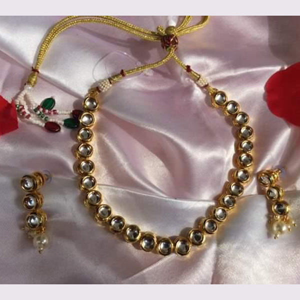 Sanshray Kundan Stone Gold Plated Choker Necklace Set