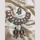 Sanshray Oxidized Plated Crystal Stone Choker Necklace Set