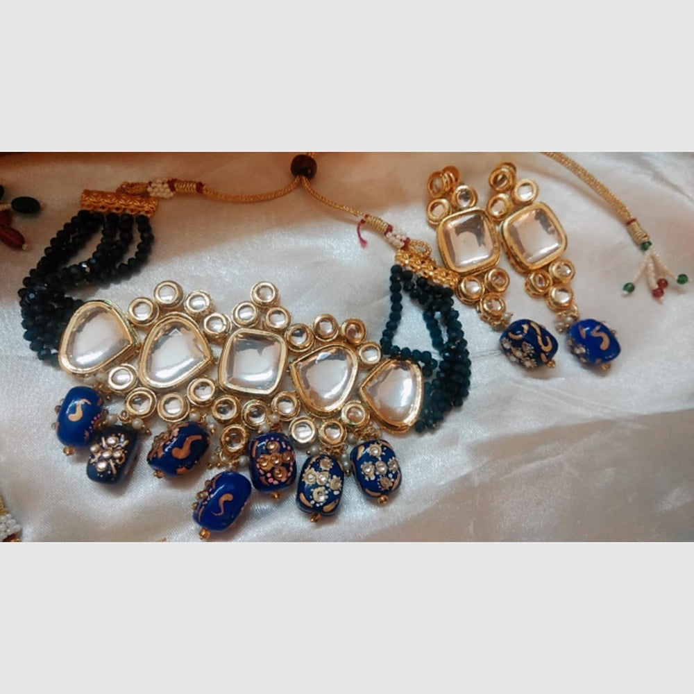 Sanshray Gold Plated Kundan Stone Choker Necklace Set