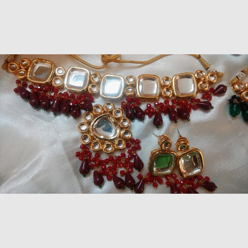 Sanshray Gold Plated Kundan Stone Choker Necklace Set