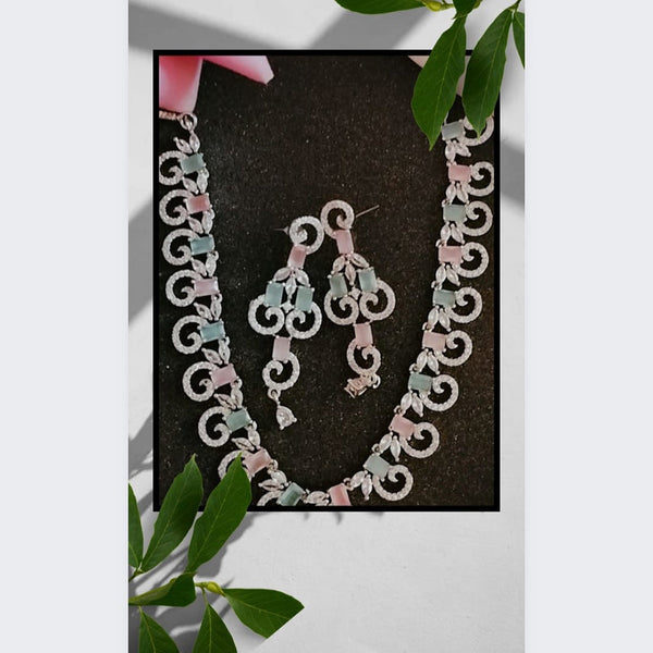 Sanshray Silver Plated AD Stone Necklace Set
