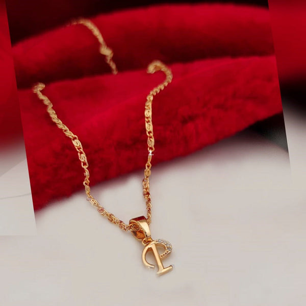 Lalita Creation Rose Gold Plated '' P '' Alphabet Pendant Chain