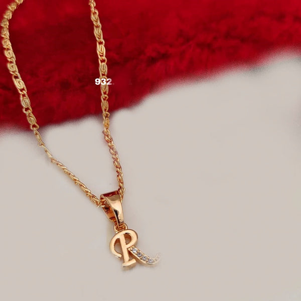 Lalita Creation Rose Gold Plated '' R '' Alphabet Pendant Chain
