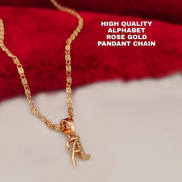 Lalita Creation Rose Gold Plated  '' A '' Alphabet Pendant Chain