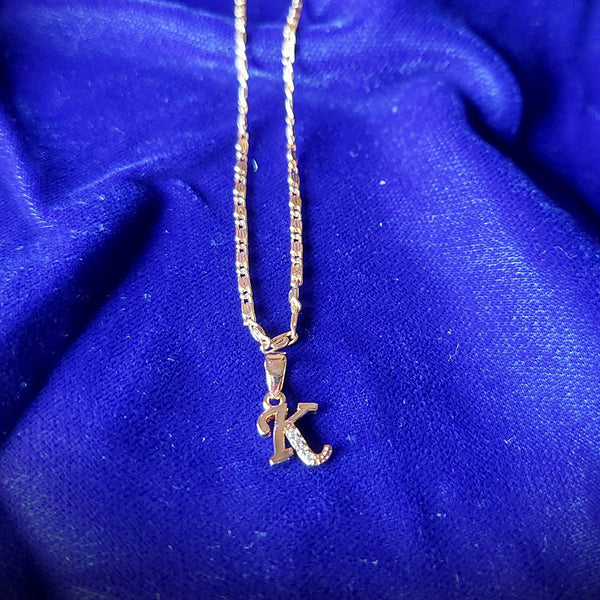 Lalita Creation Rose Gold Plated '' K '' Alphabet Pendant Chain