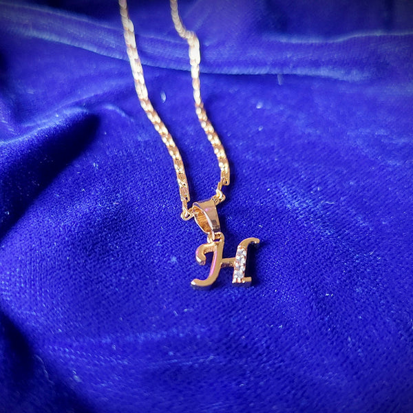 Lalita Creation Rose Gold Plated '' H '' Alphabet Pendant Chain
