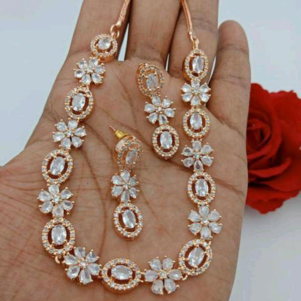 Bhavi Jewels Gold Plated AD Stone Necklace Set