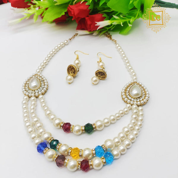 Lalita Creation Gold Plated Pearl Necklace Set