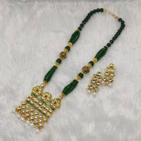 FS Collection Kundan Stone Gold Plated Long Necklace Set