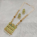 FS Collection Kundan Stone Gold Plated Long Necklace Set