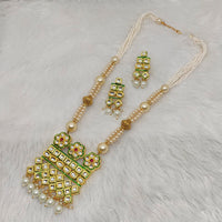 FS Collection Kundan Stone Gold Plated Long Necklace Set