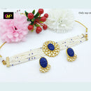 FS Collection Kundan Stone Gold Plated Choker Necklace Set
