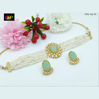 FS Collection Kundan Stone Gold Plated Choker Necklace Set