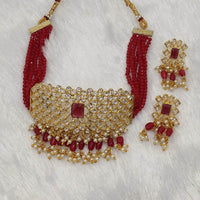 FS Collection Crystal Stone Gold Plated Choker Necklace Set