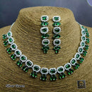 FS Collection AD Stone Silver Plated Choker Necklace Set