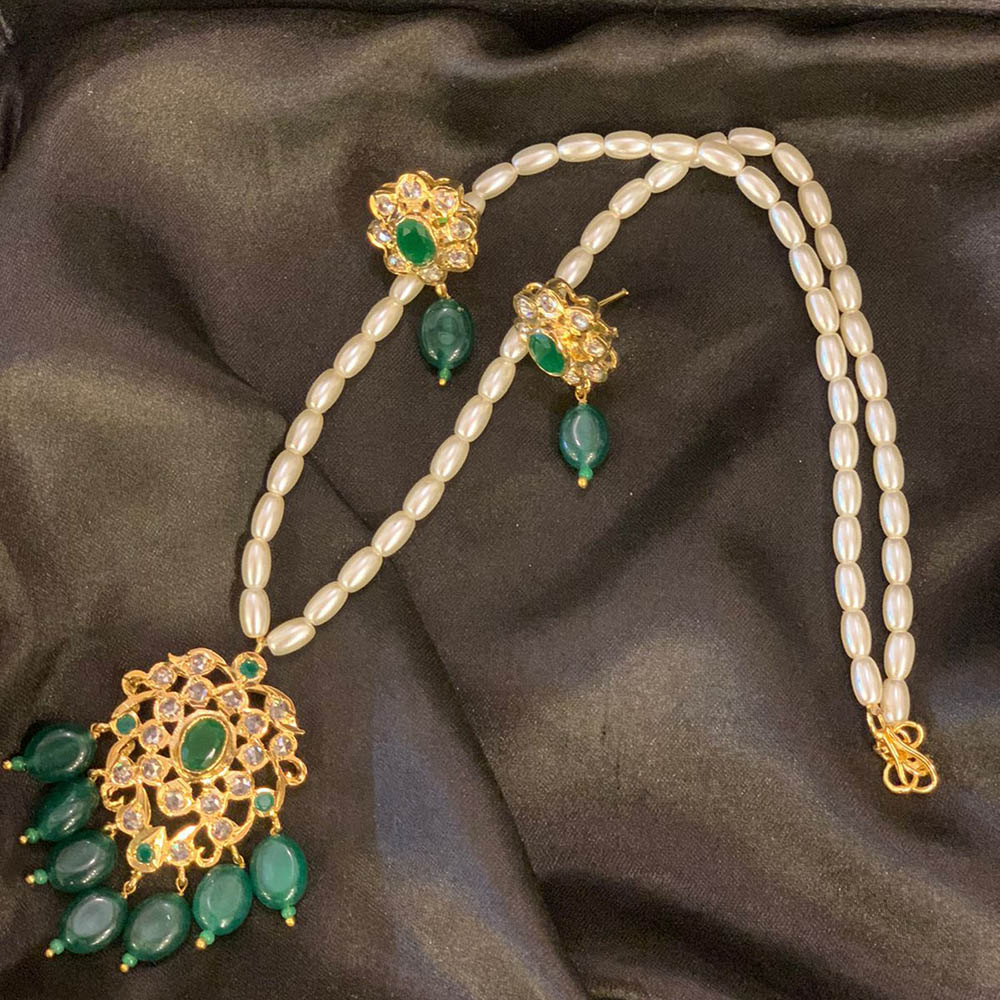 FS Collection Kundan Stone Gold Plated Long Necklace Set