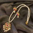 FS Collection Kundan Stone Gold Plated Long Necklace Set