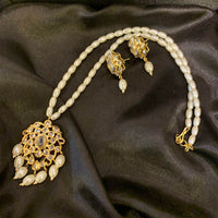 FS Collection Kundan Stone Gold Plated Long Necklace Set