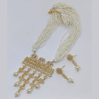 FS Collection Pearl Gold Plated Long Necklace Set