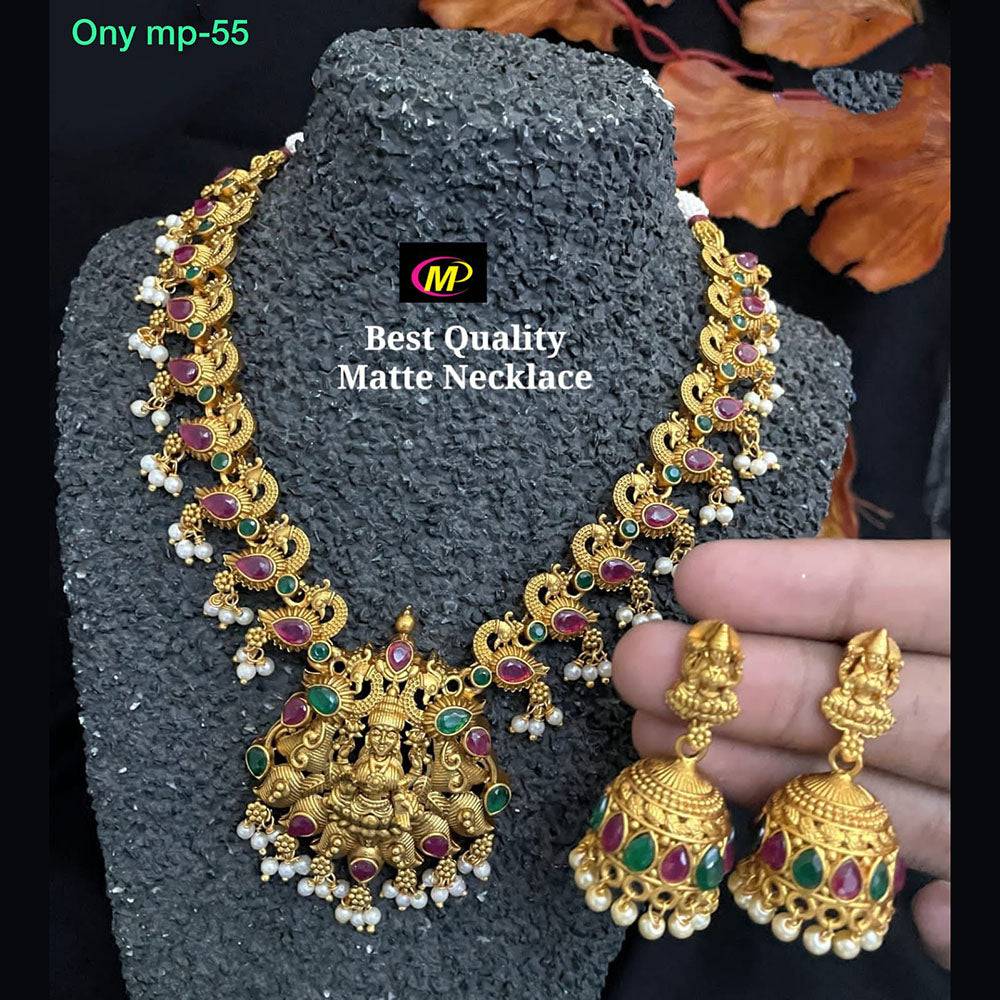 FS Collection Pota Stone Gold Plated Necklace Set