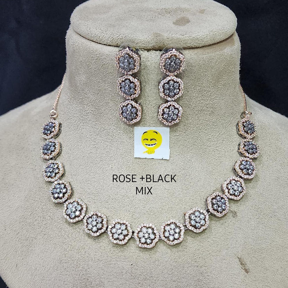 FS Collection AD Stone Plated Choker Necklace Set